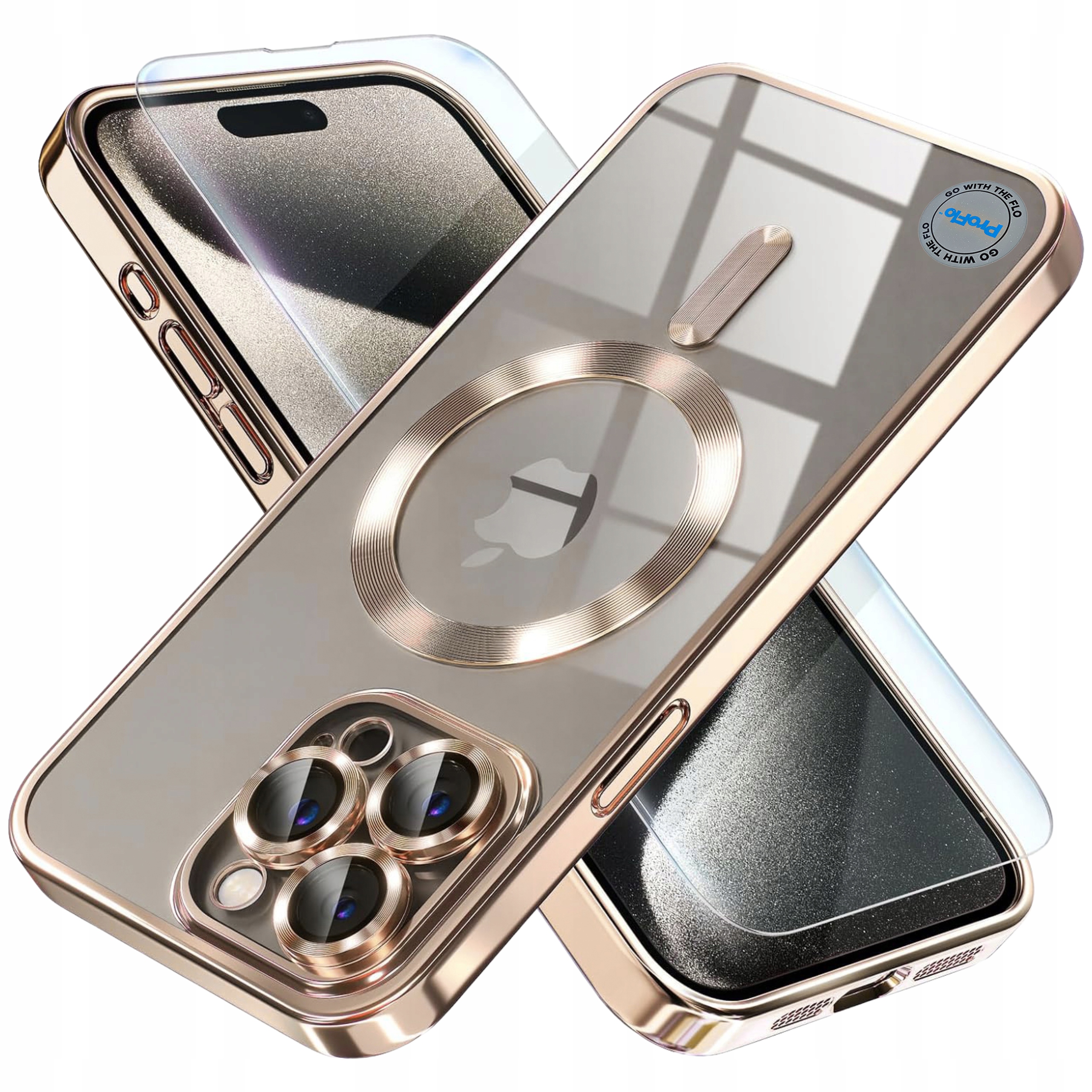 ProFlo zadná strana pre Apple iPhone 15 Pro Max Magsafe s čírym okrajom + ProFlo tvrdené sklo pre Apple iPhone 15 Pro Max 1 ks.